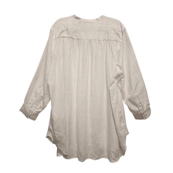 Lands' End Women White 100% Linen Long Button Down Tunic Top Size 2X 20W-22W - Picture 2 of 7